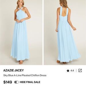 Azazie “Jacey” Sky Blue Halter A-Line Bridesmaid Dress